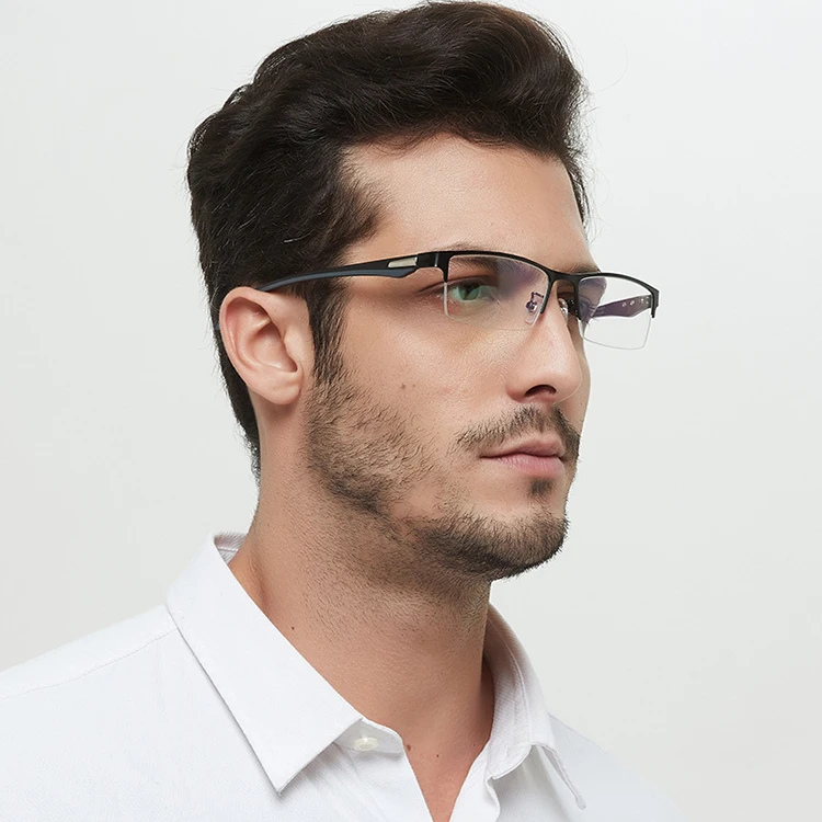 Men Titanium Alloy Eyeglasses Frame for Male Eyewear Flexible Temples Legs IP Electroplating Alloy Material Full Rim Half Rim