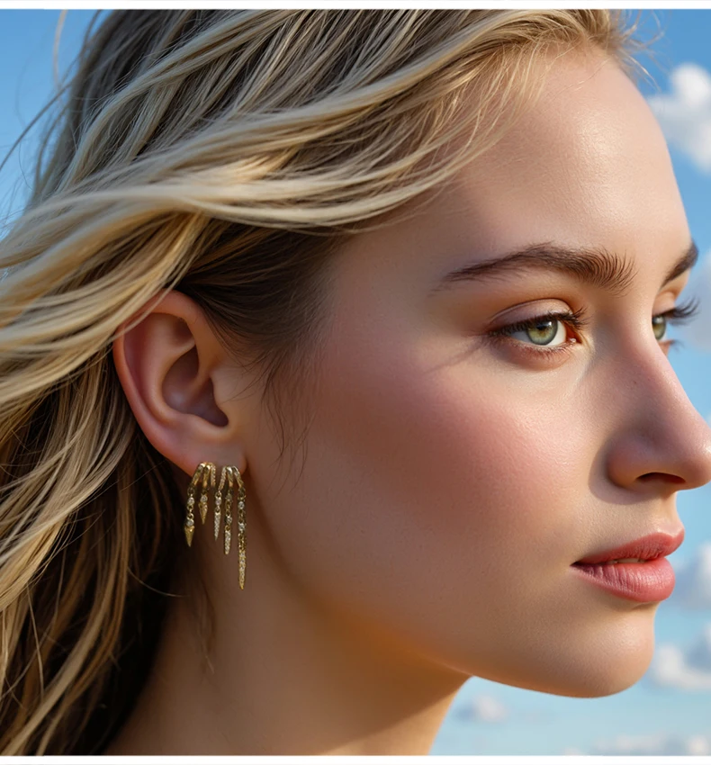 925 Sterling Silver Stacked Earrings Triple Hoop Illusion Series Girls Dangle Zircon Tassel Personalized Drop Earring for Women
