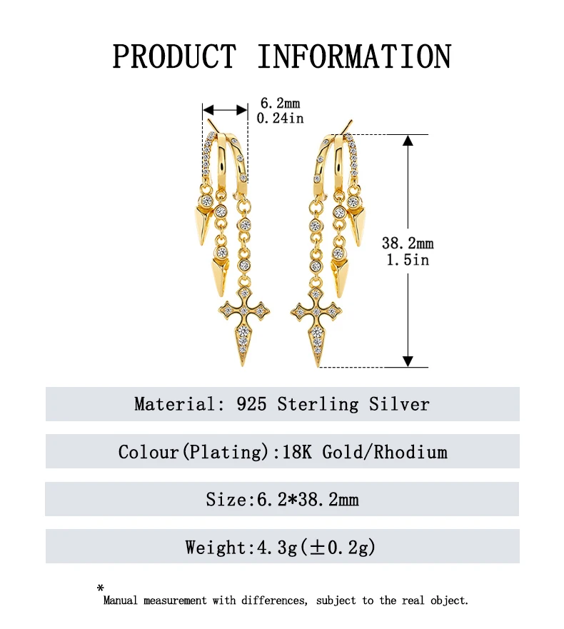925 Sterling Silver Stacked Earrings Triple Hoop Illusion Series Girls Dangle Zircon Tassel Personalized Drop Earring for Women