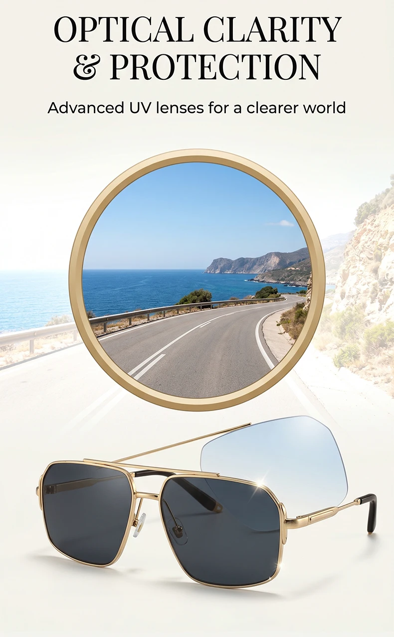 Oversized Square Sunglasses Men 2026 Luxury Brand Gold Metal Frame Double Bridge Sun Glasses Male Vintage Fashion Driving Shades
