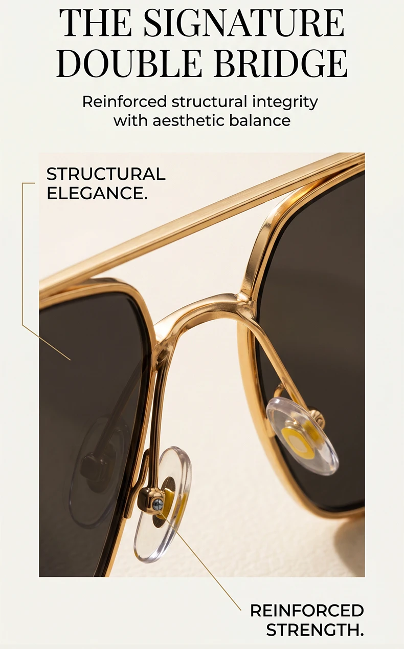 Oversized Square Sunglasses Men 2026 Luxury Brand Gold Metal Frame Double Bridge Sun Glasses Male Vintage Fashion Driving Shades