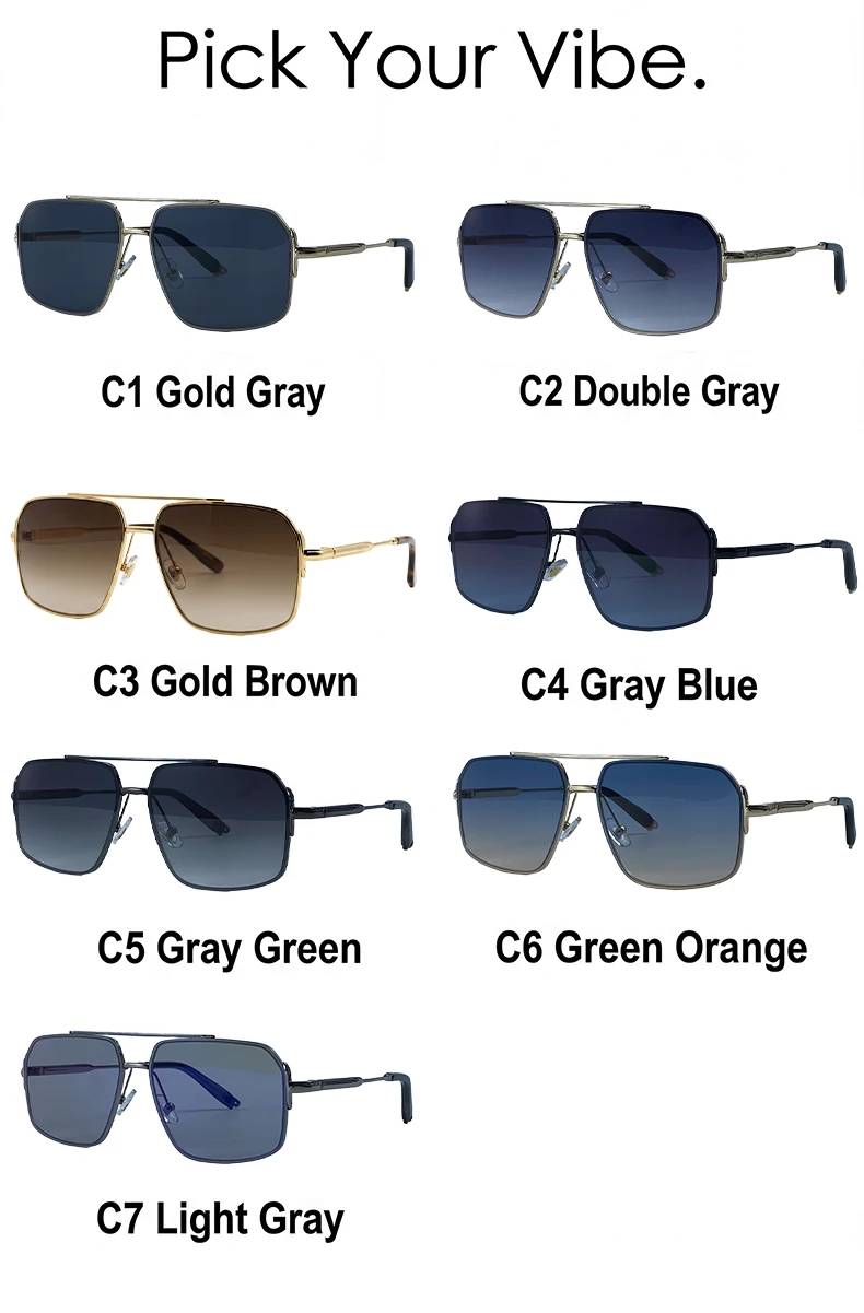 Oversized Square Sunglasses Men 2026 Luxury Brand Gold Metal Frame Double Bridge Sun Glasses Male Vintage Fashion Driving Shades