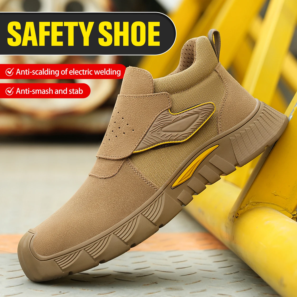 Durable Men's Safety Shoes Fashion Men's Work Boots Anti Smash Piercing Resistant Factory Outdoor Comfort Footwear For Men