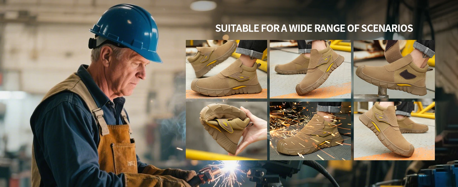Durable Men's Safety Shoes Fashion Men's Work Boots Anti Smash Piercing Resistant Factory Outdoor Comfort Footwear For Men