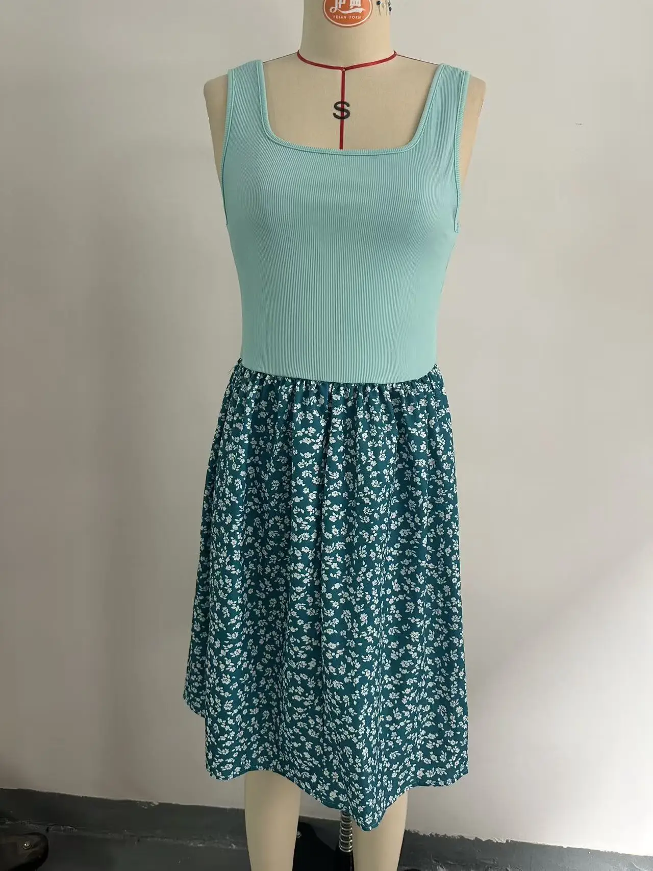 Women's Summer New Sleeveless Floral Dress Elegant Stylish Patchwork Tank Top A-line Dresses