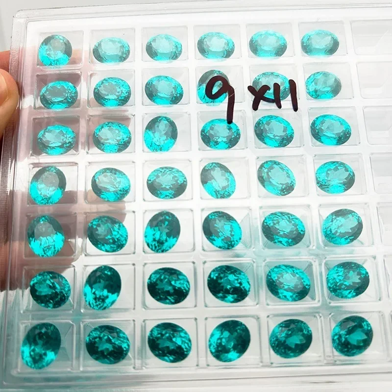 Lab Grown Paraiba Oval Cut Neon Blue Color for DIY Advanced Jewelry Making Inlay Ring Necklace Selectable Certificate