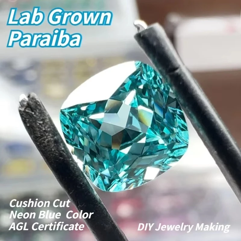 Lab Grown Paraiba Oval Cut Neon Blue Color for DIY Advanced Jewelry Making Inlay Ring Necklace Selectable Certificate