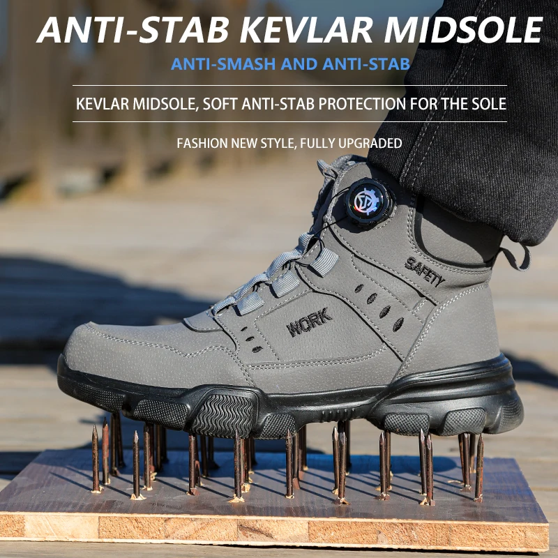 Steel Toe Safety Shoes Men Anti-puncture Work Boots Non-slip Wear Resistant Industrial Protective Labor Shoes Breathable Safety