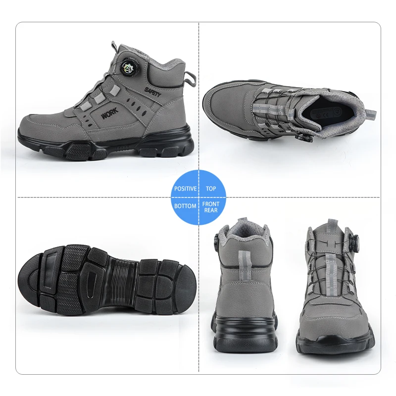 Steel Toe Safety Shoes Men Anti-puncture Work Boots Non-slip Wear Resistant Industrial Protective Labor Shoes Breathable Safety