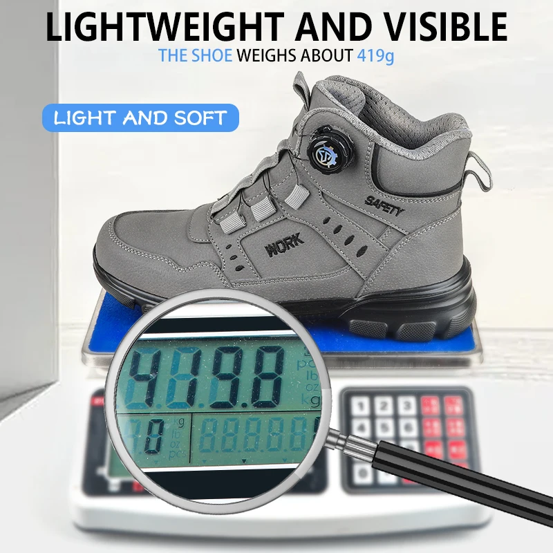 Steel Toe Safety Shoes Men Anti-puncture Work Boots Non-slip Wear Resistant Industrial Protective Labor Shoes Breathable Safety