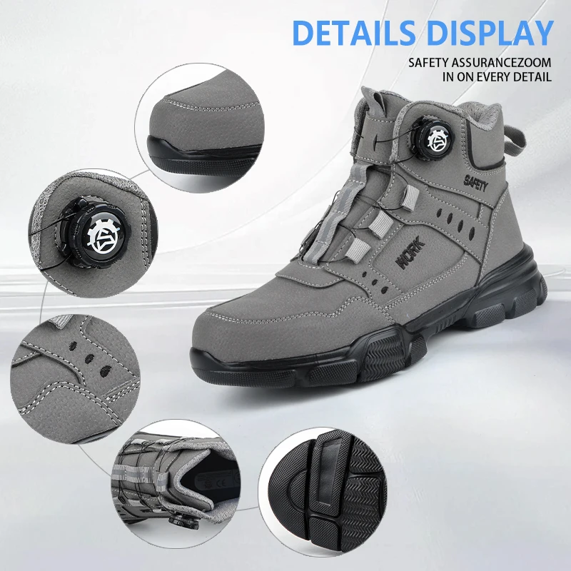 Steel Toe Safety Shoes Men Anti-puncture Work Boots Non-slip Wear Resistant Industrial Protective Labor Shoes Breathable Safety