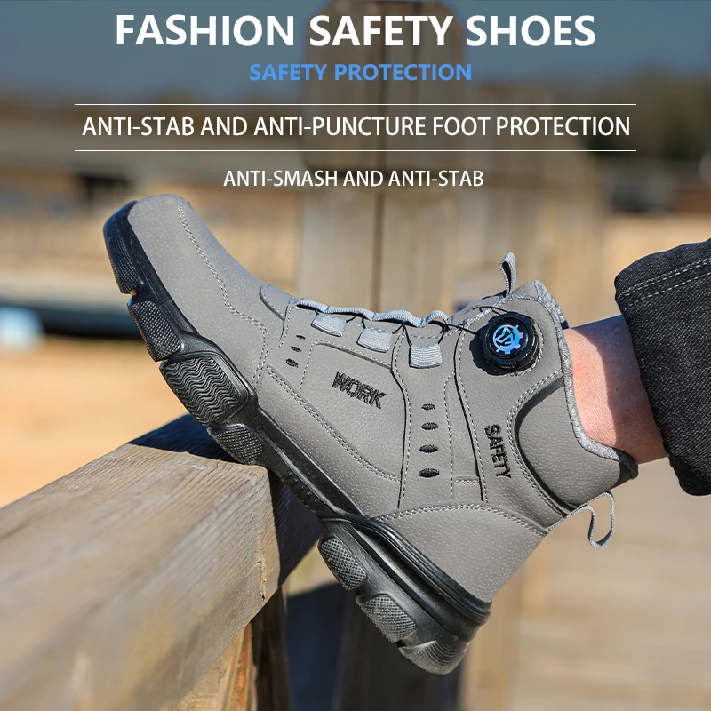 Steel Toe Safety Shoes Men Anti-puncture Work Boots Non-slip Wear Resistant Industrial Protective Labor Shoes Breathable Safety