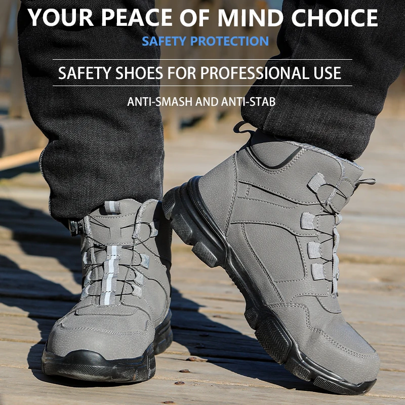 Steel Toe Safety Shoes Men Anti-puncture Work Boots Non-slip Wear Resistant Industrial Protective Labor Shoes Breathable Safety
