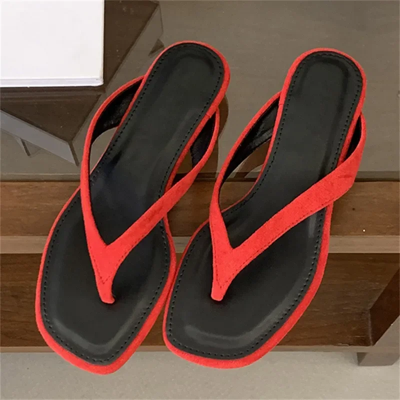 2027 Summer Fashion Shallow Square Clip Toe Slippers Women Low Heels Sandals Elegant Party Flip Flops Female Shoes