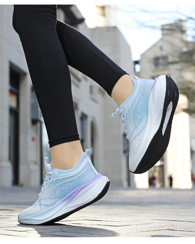 Ultralight Breathable White Sneakers for Women's Casual Lace-Up Walking Shoes Comfortable Outdoor Athletic Trainers