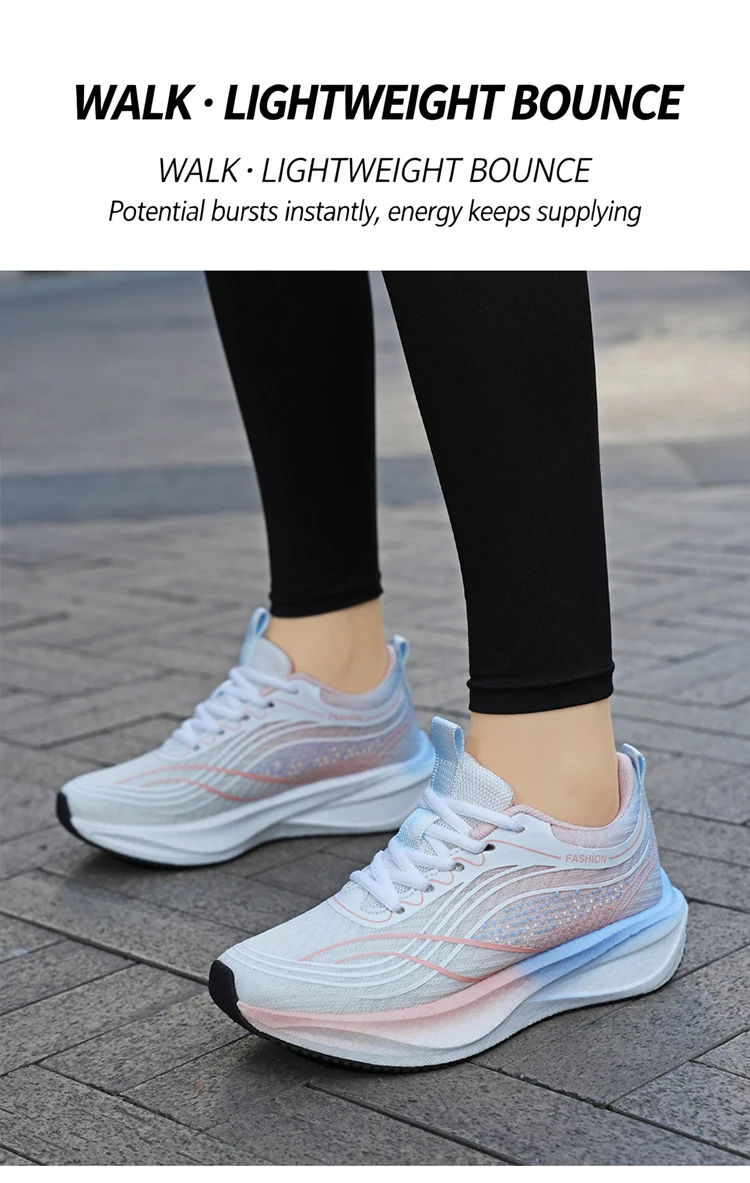 Ultralight Breathable White Sneakers for Women's Casual Lace-Up Walking Shoes Comfortable Outdoor Athletic Trainers