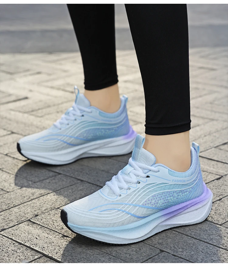 Ultralight Breathable White Sneakers for Women's Casual Lace-Up Walking Shoes Comfortable Outdoor Athletic Trainers