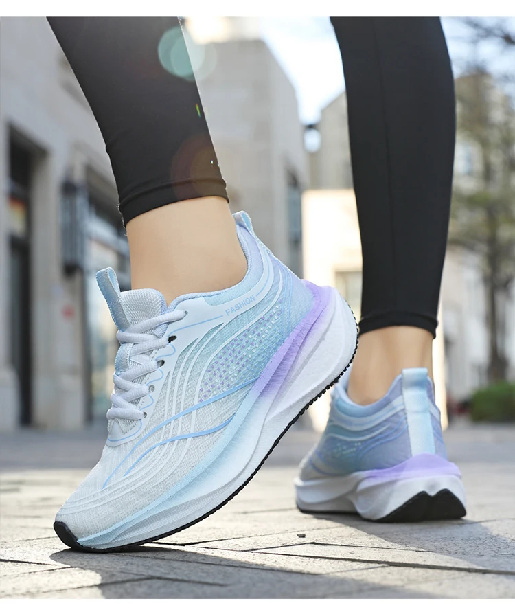 Ultralight Breathable White Sneakers for Women's Casual Lace-Up Walking Shoes Comfortable Outdoor Athletic Trainers