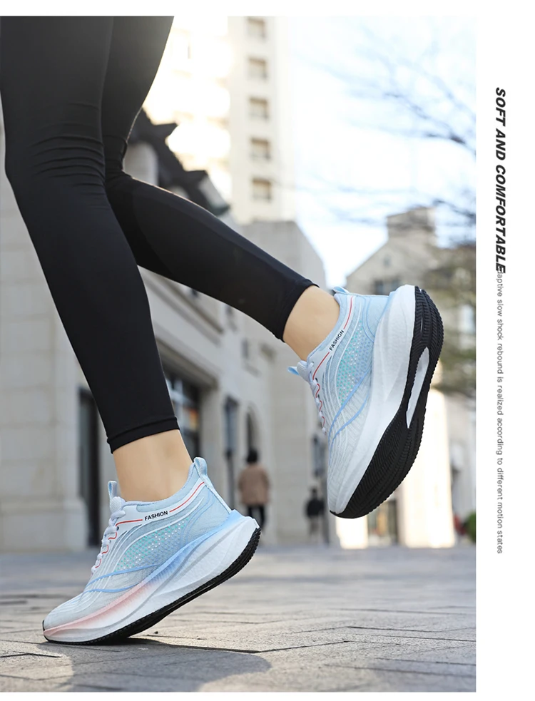 Ultralight Breathable White Sneakers for Women's Casual Lace-Up Walking Shoes Comfortable Outdoor Athletic Trainers