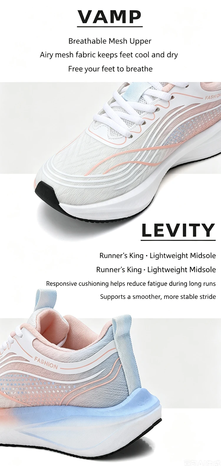 Ultralight Breathable White Sneakers for Women's Casual Lace-Up Walking Shoes Comfortable Outdoor Athletic Trainers