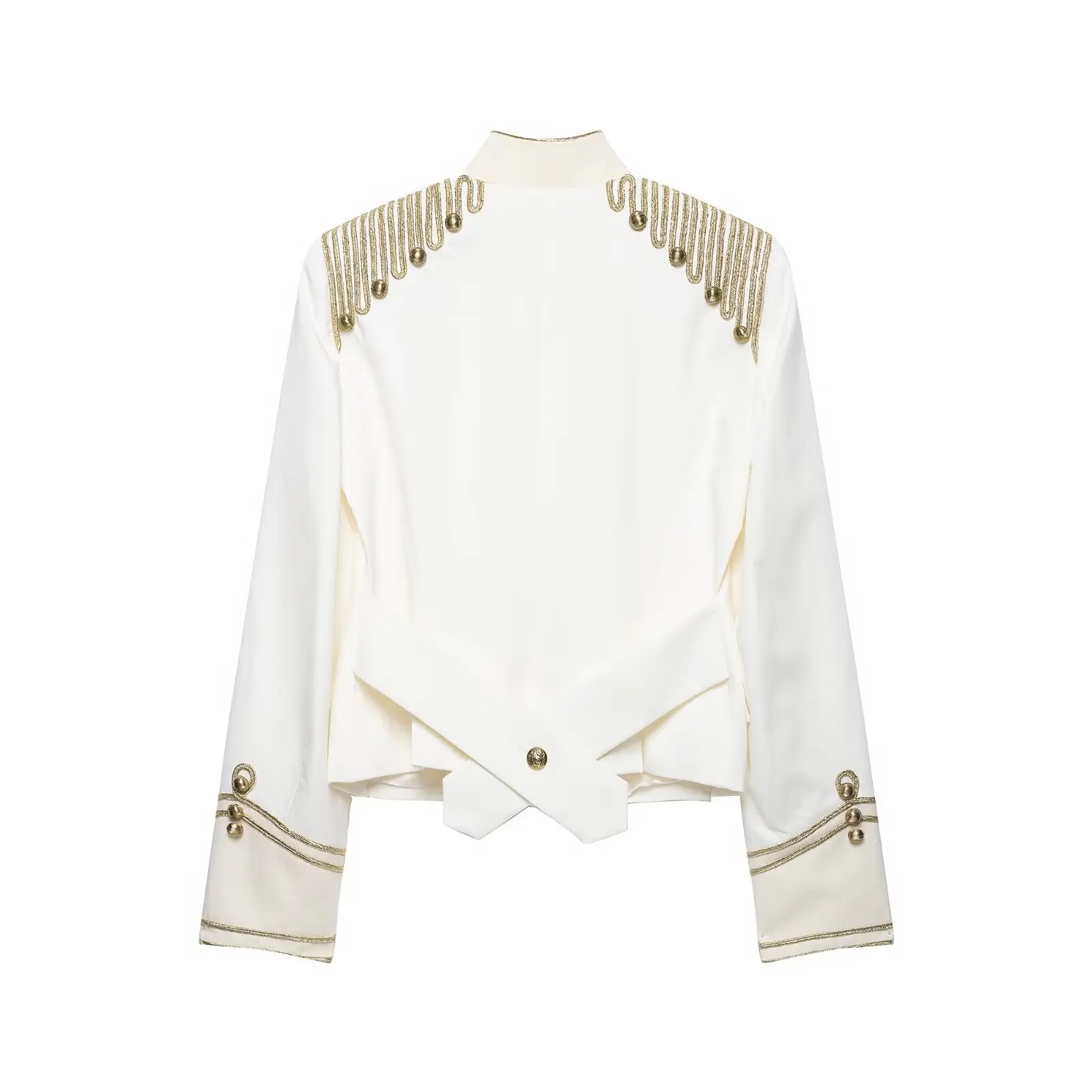 New Women's Napoleon Jacket Street Stand Collar Long Sleeve Buttons Short Jackets Chic 2026 Autumn Female Daily Outerwear