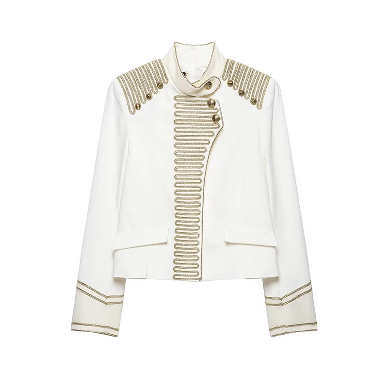 New Women's Napoleon Jacket Street Stand Collar Long Sleeve Buttons Short Jackets Chic 2026 Autumn Female Daily Outerwear