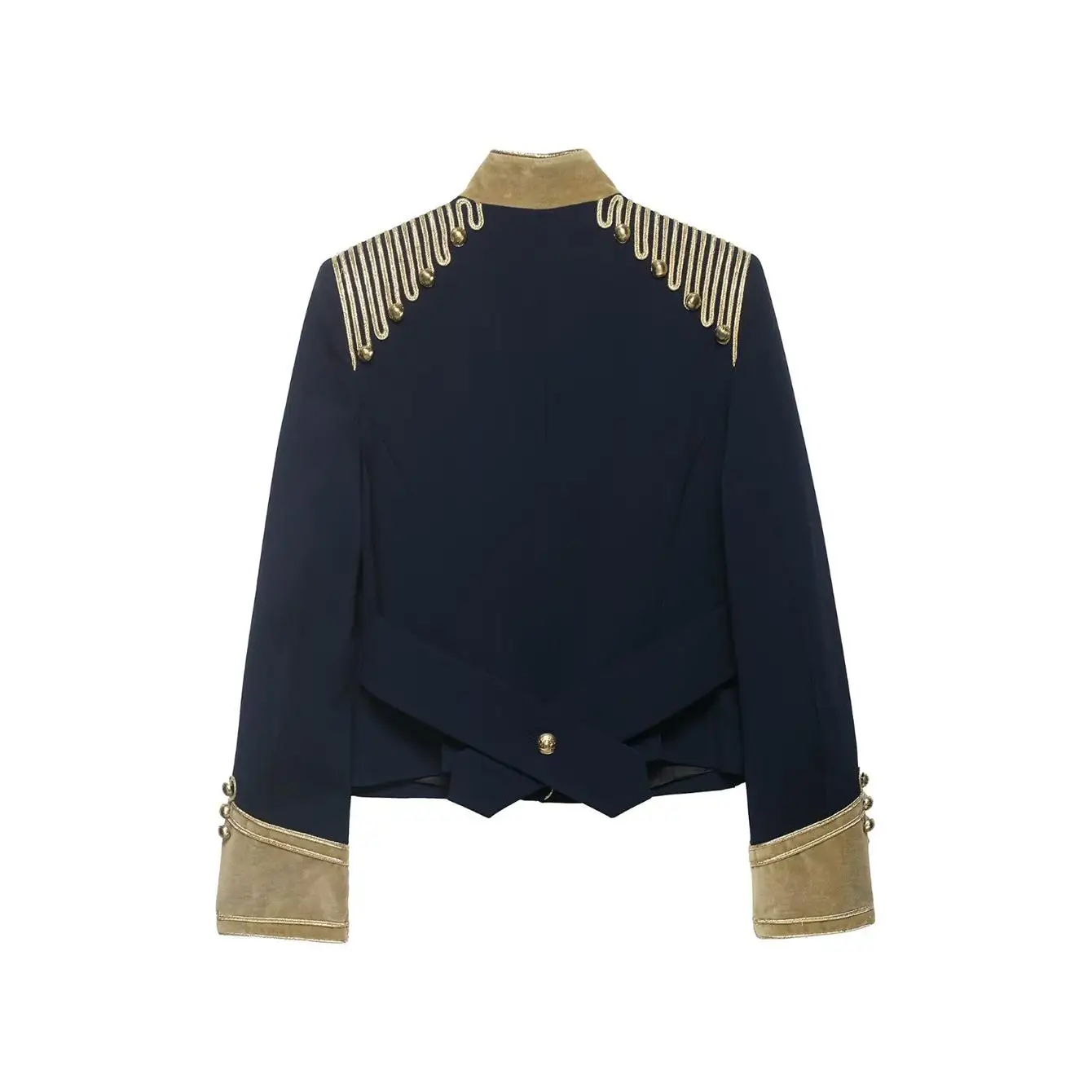 New Women's Napoleon Jacket Street Stand Collar Long Sleeve Buttons Short Jackets Chic 2026 Autumn Female Daily Outerwear
