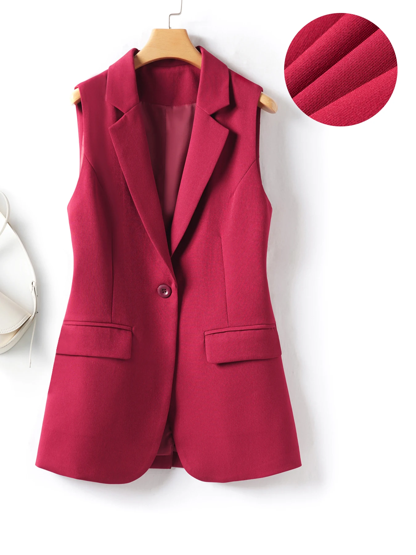 Simple and Elegant Women's Vest in a Suit Style, a One-Button Business Jacket for Spring and Autumn, Versatile and Slimming, Exuding Elegance
