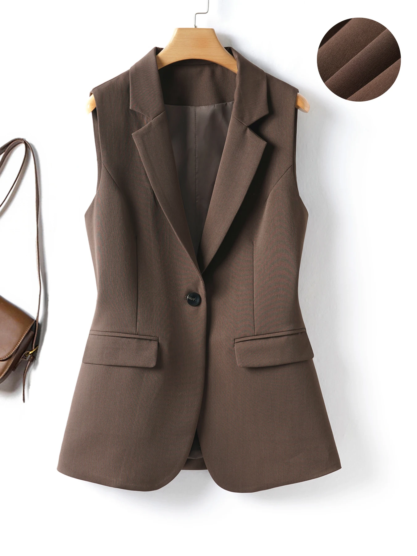 Simple and Elegant Women's Vest in a Suit Style, a One-Button Business Jacket for Spring and Autumn, Versatile and Slimming, Exuding Elegance