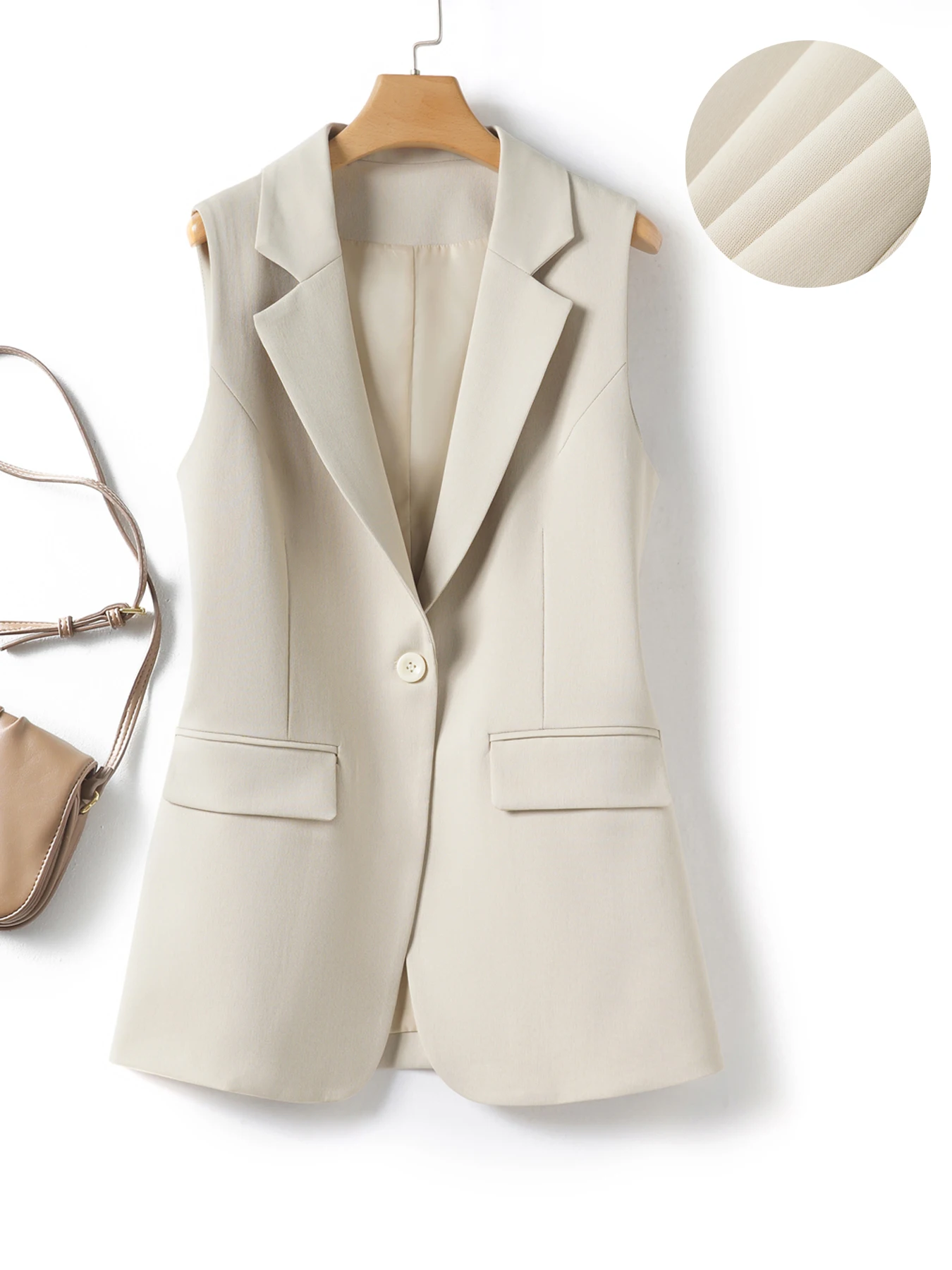 Simple and Elegant Women's Vest in a Suit Style, a One-Button Business Jacket for Spring and Autumn, Versatile and Slimming, Exuding Elegance