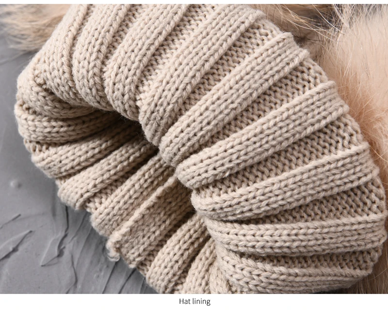 Winter Baby Knit Hat With Two Fur Pompoms Boy Girls Natural Fur Ball Beanie Kids Caps Double Real Fur Pom Pom Hat for Children
