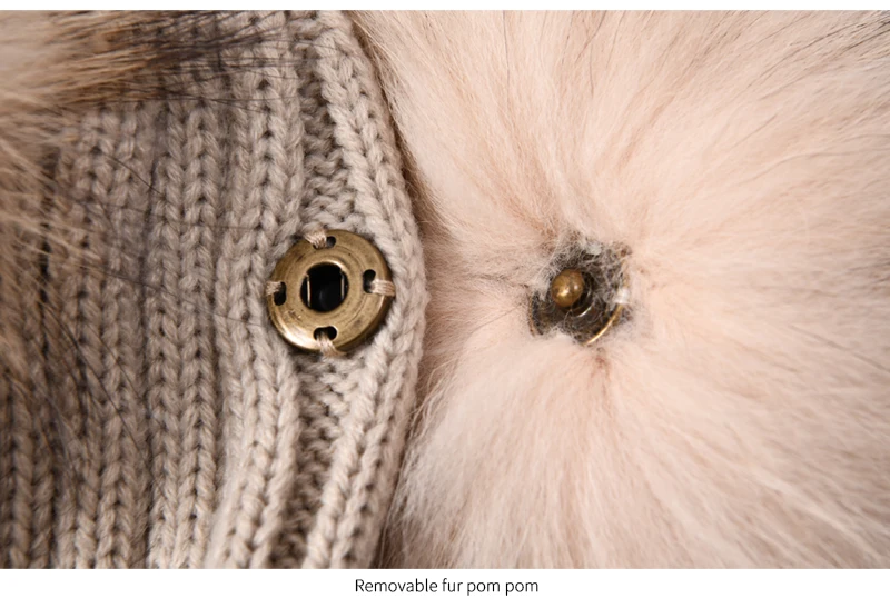 Winter Baby Knit Hat With Two Fur Pompoms Boy Girls Natural Fur Ball Beanie Kids Caps Double Real Fur Pom Pom Hat for Children