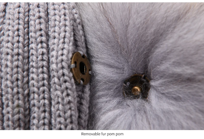 Winter Baby Knit Hat With Two Fur Pompoms Boy Girls Natural Fur Ball Beanie Kids Caps Double Real Fur Pom Pom Hat for Children