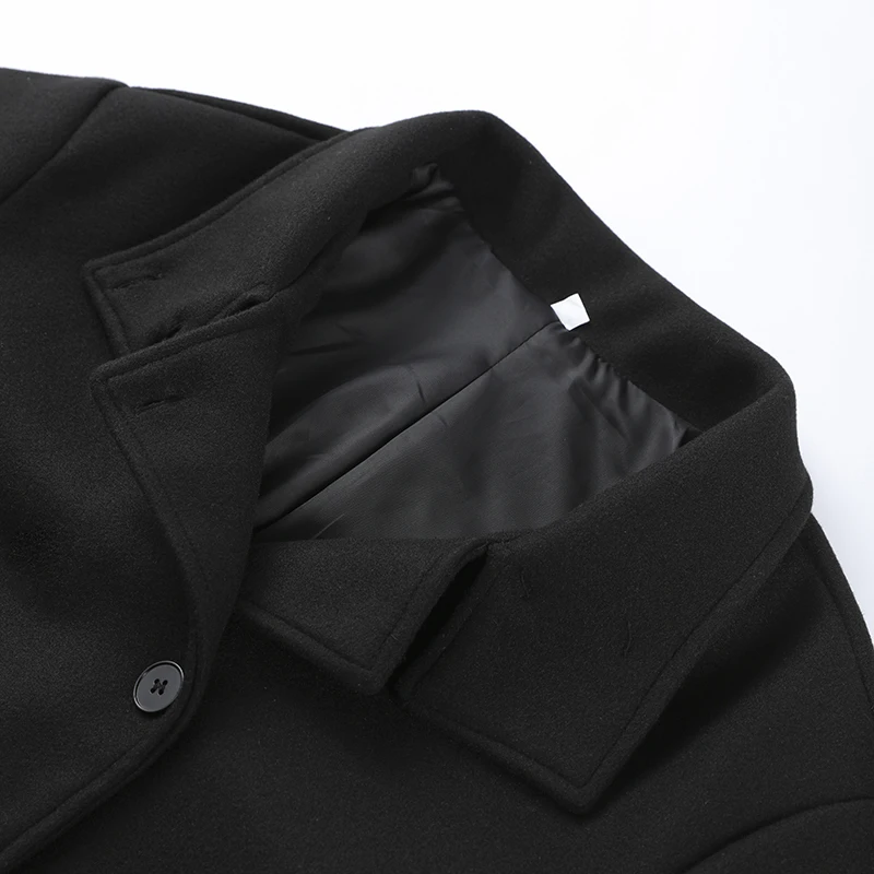 Chic High Neck Wool Coat Women Oversized Loose Short Jacket Asymmetric Button Design Warm Thick Streetwear Lady Daily Outer Coat