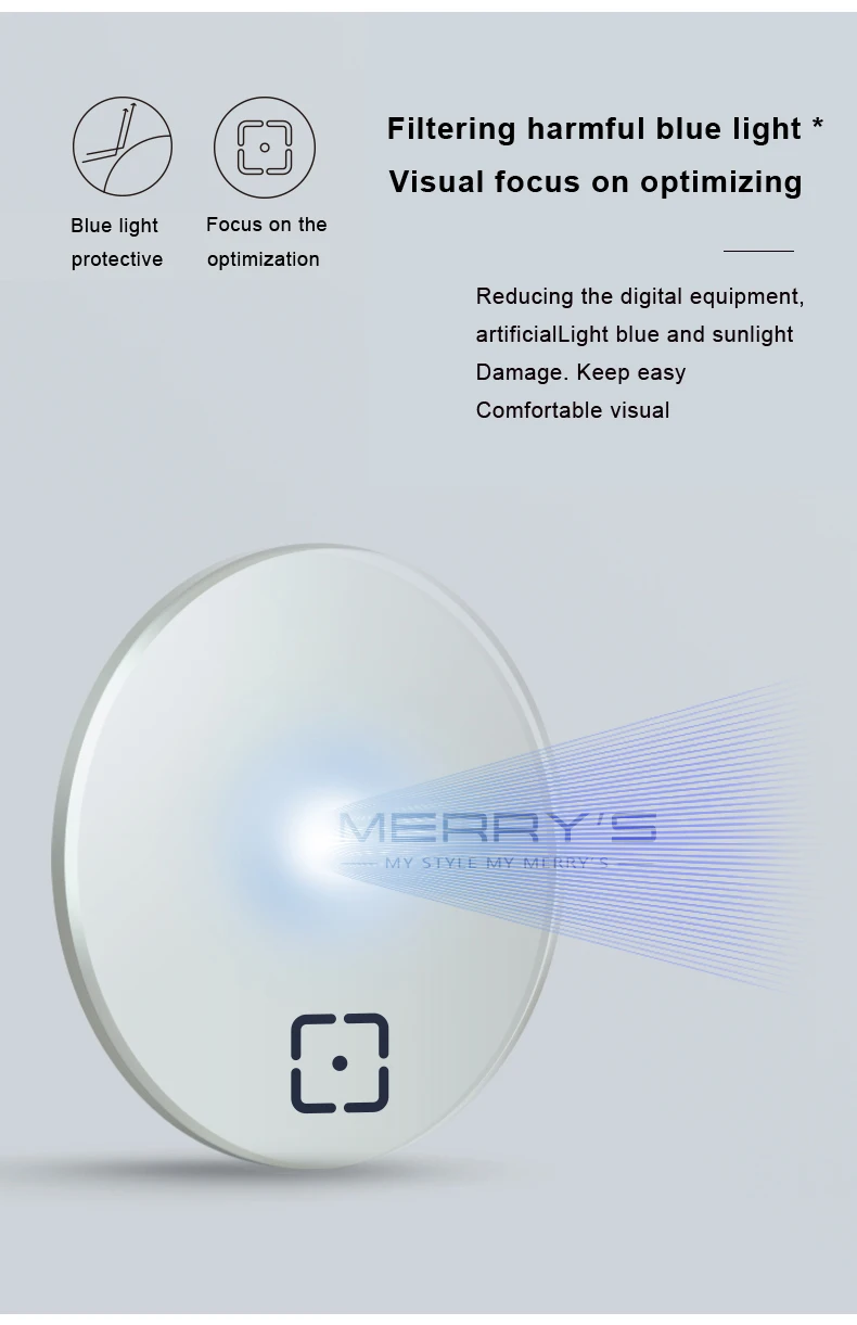 MERRYS Anti Blue Light Blocking Lens B2 Series 1.56 1.61 1.67 Optical Prescription Glasses Lens Myopia Hyperopia Thin HMC Lenses