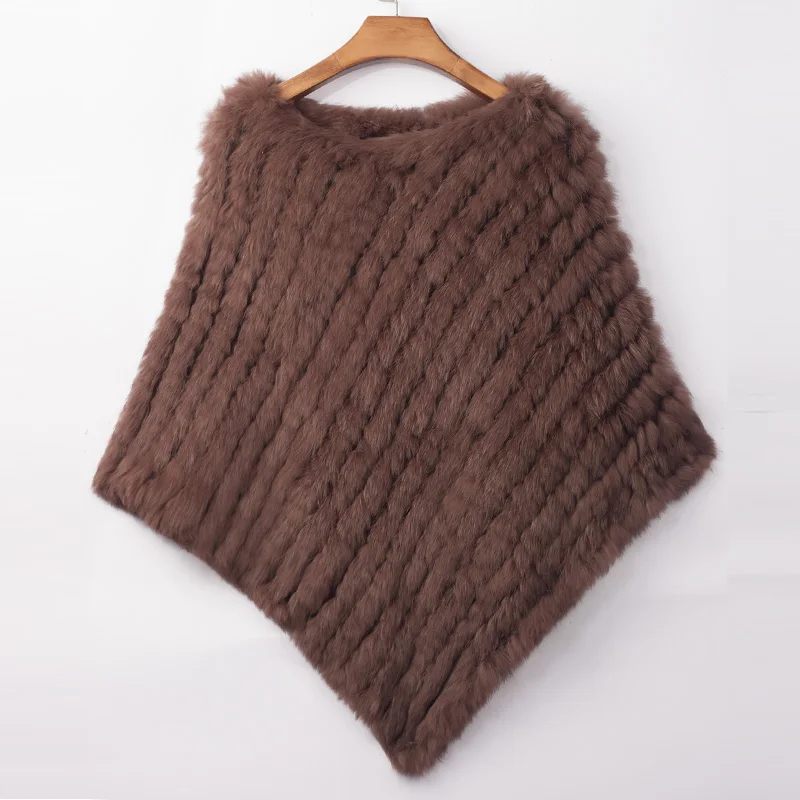 Women's Real Rabbit Fur Poncho Vest Natural Leather Winter Jacket Wrap Coat Shawl  Wedding Party Knitted Fur Vest Wholesale
