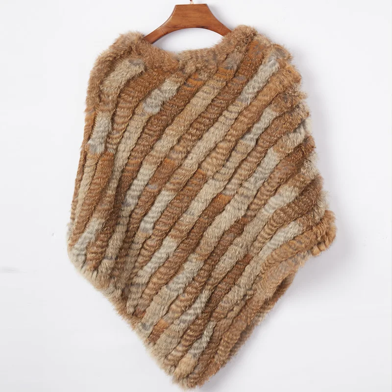 Women's Real Rabbit Fur Poncho Vest Natural Leather Winter Jacket Wrap Coat Shawl  Wedding Party Knitted Fur Vest Wholesale