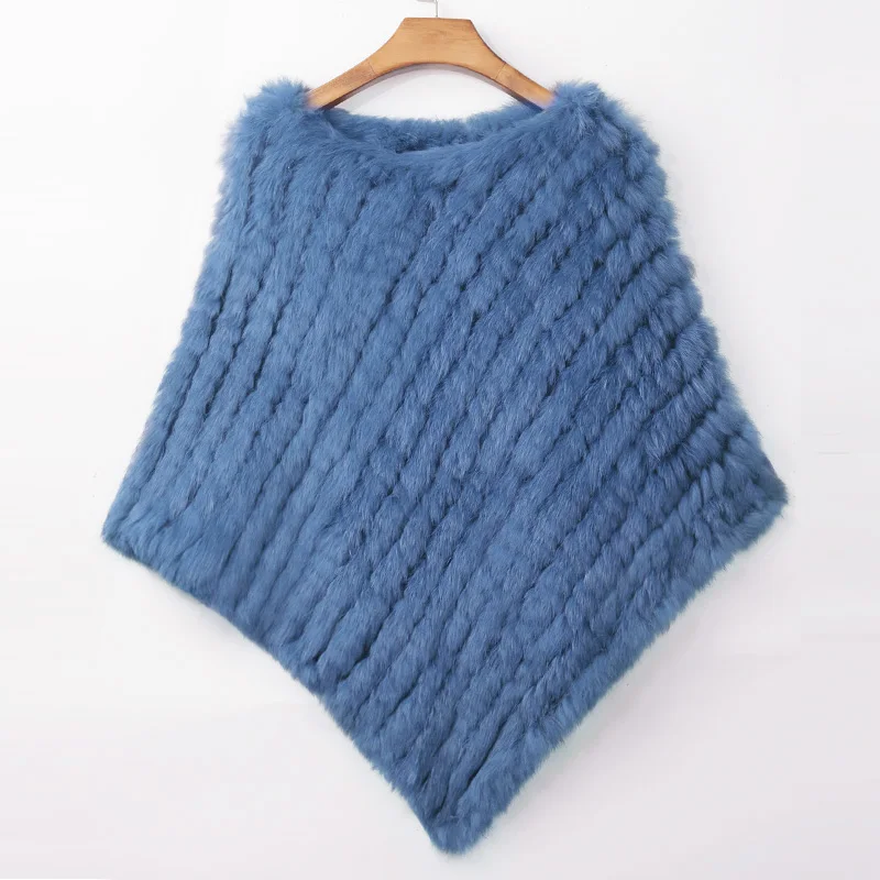 Women's Real Rabbit Fur Poncho Vest Natural Leather Winter Jacket Wrap Coat Shawl  Wedding Party Knitted Fur Vest Wholesale