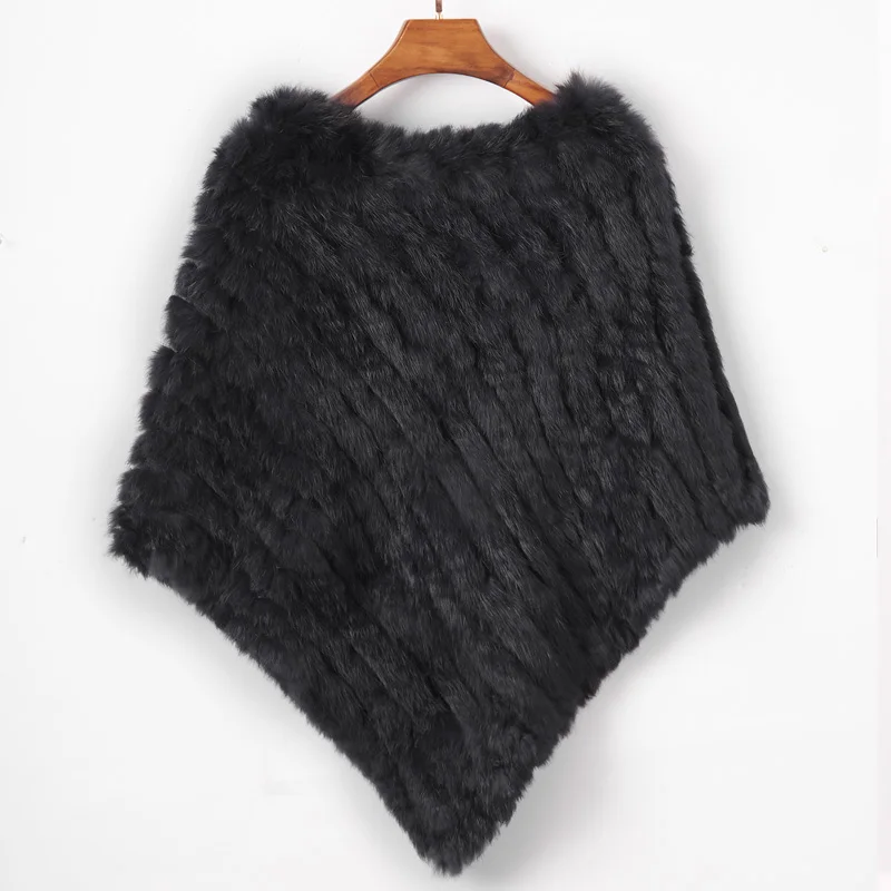 Women's Real Rabbit Fur Poncho Vest Natural Leather Winter Jacket Wrap Coat Shawl  Wedding Party Knitted Fur Vest Wholesale