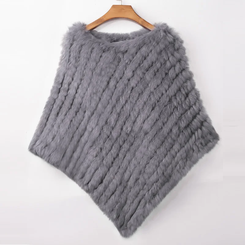 Women's Real Rabbit Fur Poncho Vest Natural Leather Winter Jacket Wrap Coat Shawl  Wedding Party Knitted Fur Vest Wholesale