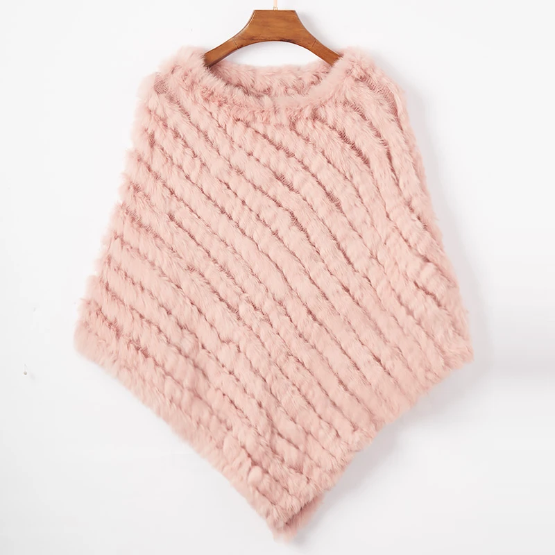 Women's Real Rabbit Fur Poncho Vest Natural Leather Winter Jacket Wrap Coat Shawl  Wedding Party Knitted Fur Vest Wholesale