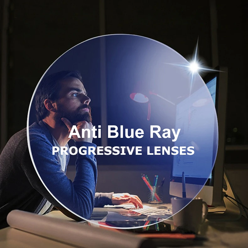 Free Form Progressive Digital Anti Blue Ray Optical Lenses Wide Field Lens Multifocal for Cut Off Computer Blue Light Protection