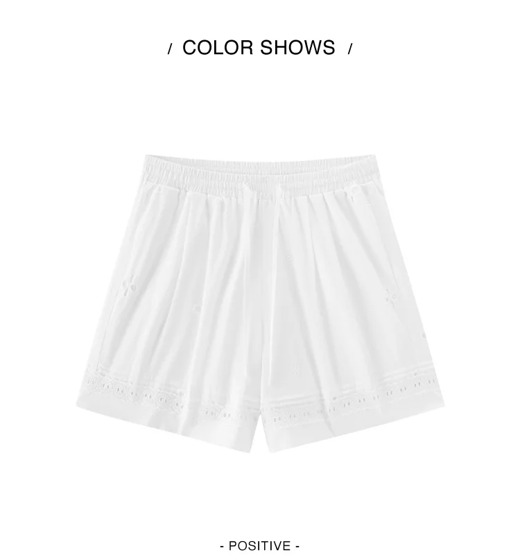 Semir Women Pants Casual Hollow Embroidered White Loose Minimalist Gentle 2026 Summer Fashion Daily Casual Top