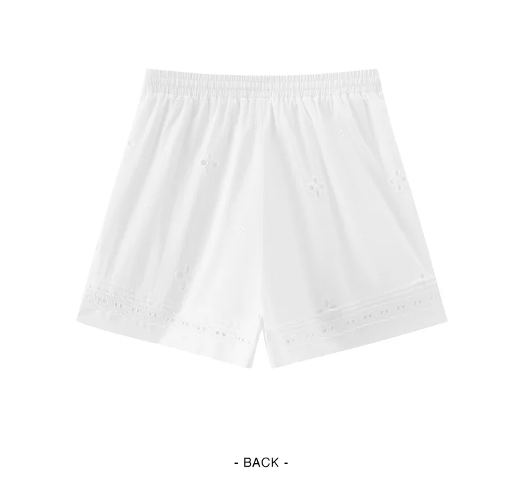 Semir Women Pants Casual Hollow Embroidered White Loose Minimalist Gentle 2026 Summer Fashion Daily Casual Top