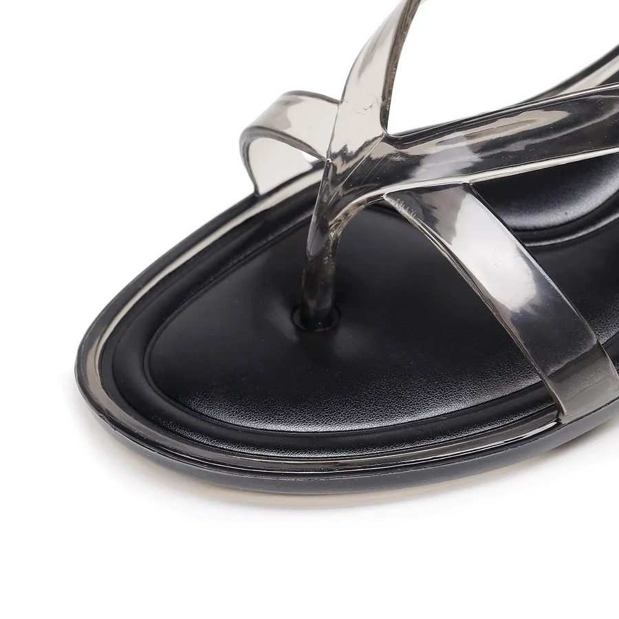 Minimalist Parisian Heeled PVC Sandals Women's Open Toe Post Kitten Heel Sleek Slip On Shoes Summer Casual Poolside Beach Sandal