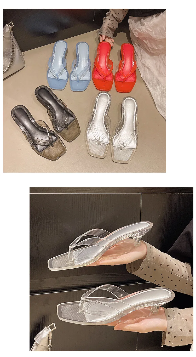 Minimalist Parisian Heeled PVC Sandals Women's Open Toe Post Kitten Heel Sleek Slip On Shoes Summer Casual Poolside Beach Sandal