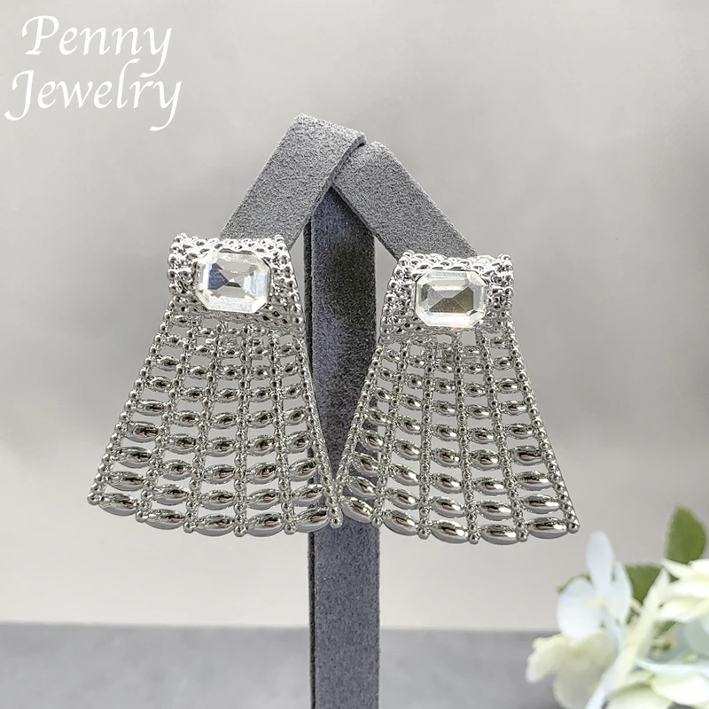 Original Rhinestones Jewelry Set for Women Collar Exaggerated Zirconia Necklace Earring Bracelet Ring Wedding Party Gifts