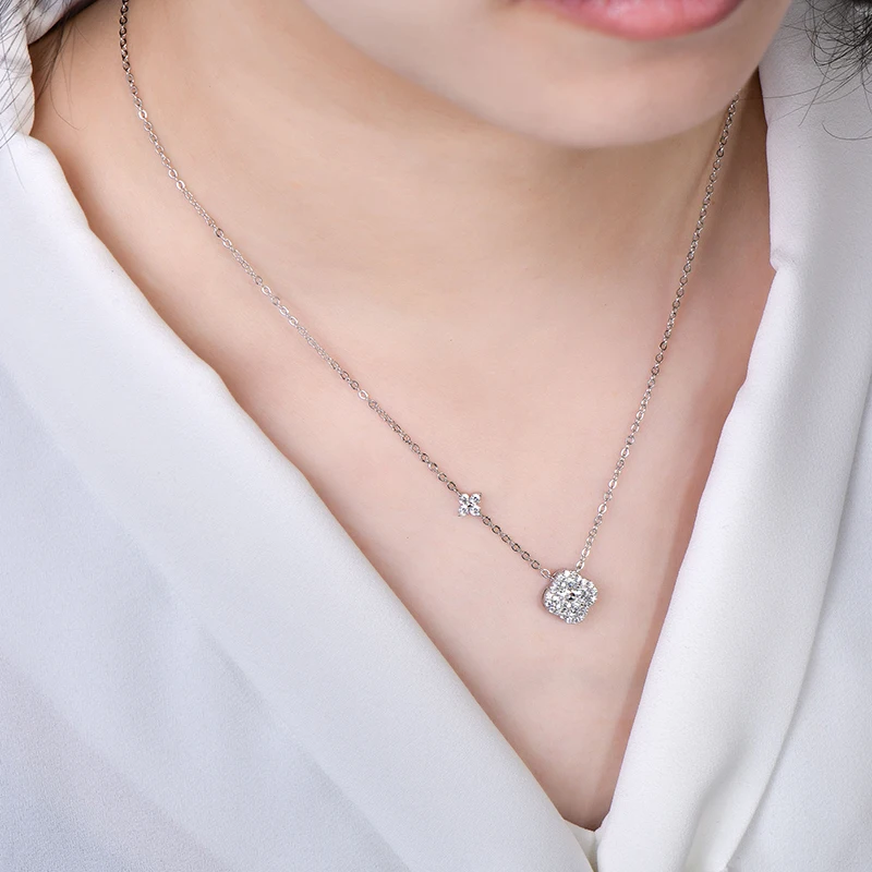 3 In 1 Clover Flower Moissanite Jewelry Sets 14k Gold Filled GRA Certified Necklace Earrings Bracelet Sets for Women Lucky Charm