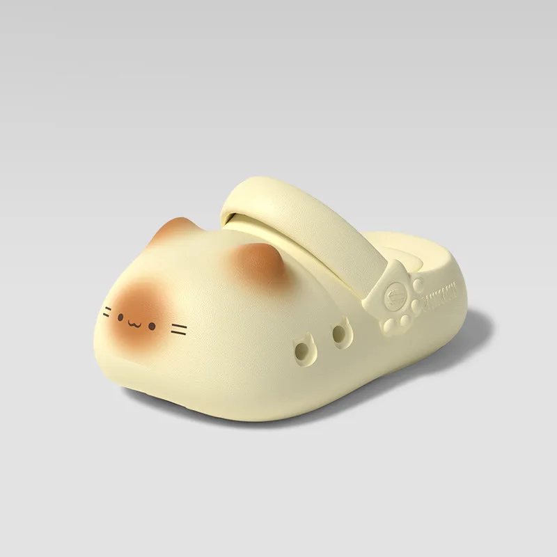 Unisex Size 36-45 Cute Calico Cat Paw Clogs for Women Men Platform Kitten Shoes with Paw Print Bottom Non-slip Eva Beach Slipper