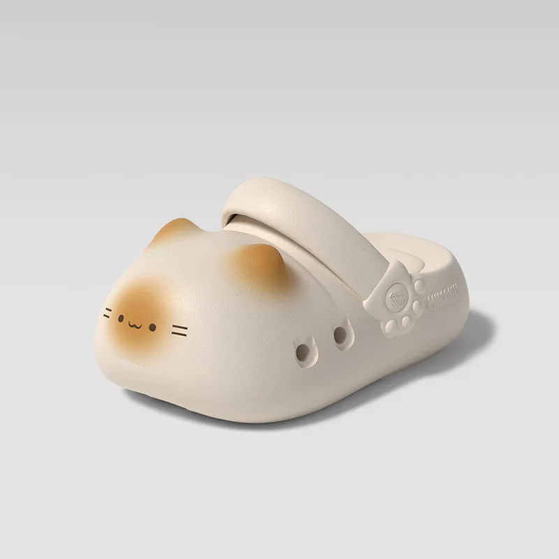 Unisex Size 36-45 Cute Calico Cat Paw Clogs for Women Men Platform Kitten Shoes with Paw Print Bottom Non-slip Eva Beach Slipper